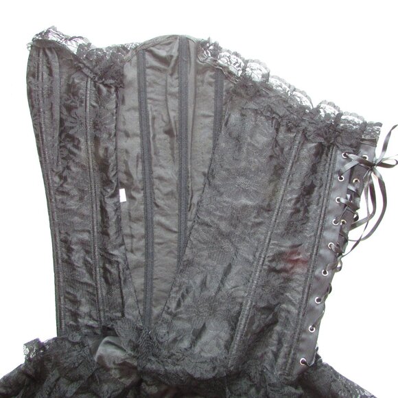 Black Jacquard Lace Ruffle Skirted Corset Dress - NEW - Picture 13 of 13